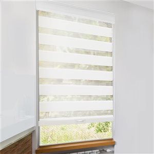 Lumi Home Furnishings 34-in x 72-in White Light Filtering Cordless Indoor Zebra Roller Shade