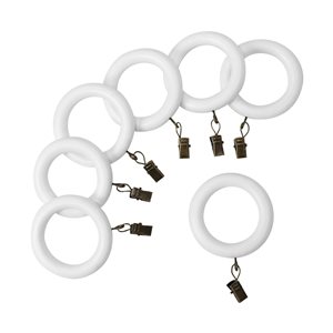 Lumi Home Furnishings Mix & Match 1.9-in White Wood Curtain Rings - 7-Pack