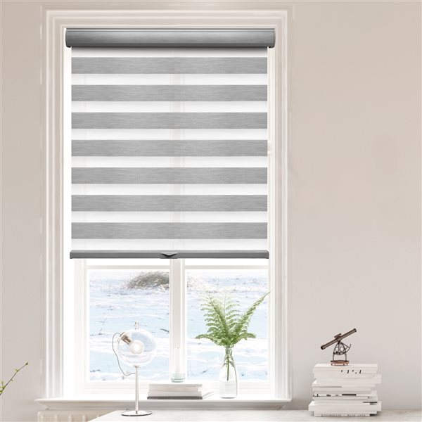 Lumi Home Furnishings 23-in x 72-in Grey Light Filtering Cordless ...