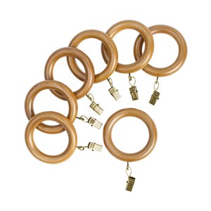 Lumi Home Furnishings Mix & Match 1.9-in Heritage Oak Wood Curtain Rings - 7-Pack