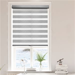Lumi Home Furnishings 39-in x 72-in Grey Light Filtering Cordless Indoor Zebra Roller Shade
