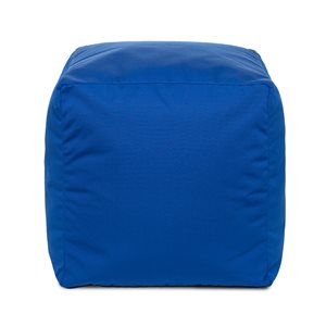 Pouf d'intérieur/d'extérieur en oléfine bleu Cube Soleil par Gouchee Home