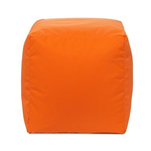 Pouf d'intérieur/d'extérieur en oléfine orange Cube Soleil par Gouchee Home