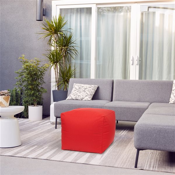 Gouchee Home Cube Soleil Red Olefin Indoor/Outdoor Ottoman