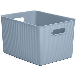 Superio Brand 11.5-in x 9-in x 9-in Stone Blue Plastic Bin