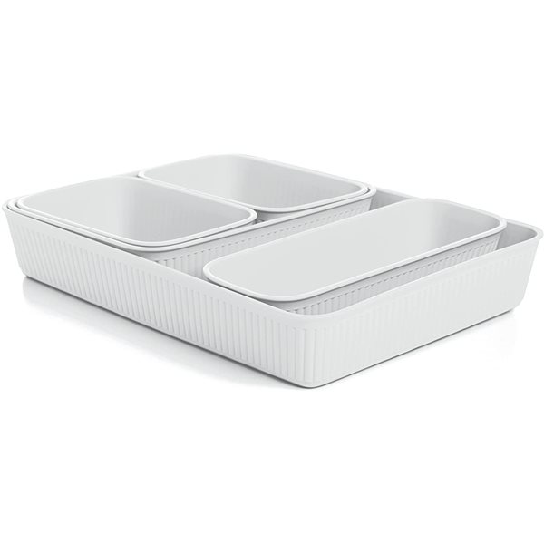 Superio Brand 13-in x 10-in White Plastic Multi-use Insert Drawer Organizer - Set of 5