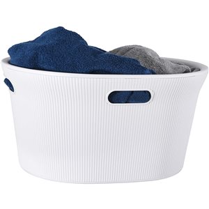 Superio Brand White Ribbed Laundry Basket