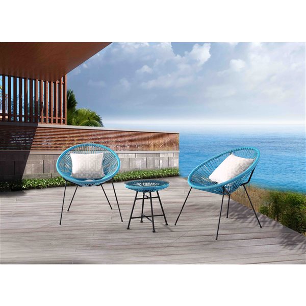 Velago Acapulco Blue Patio Conversation Set - 3-Piece