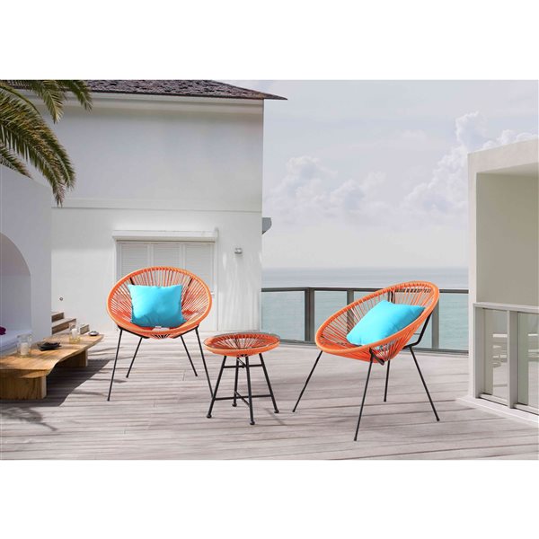 Velago Acapulco Orange Patio Conversation Set - 3-Piece