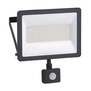 Mureva 110-Degree 5000 lm Black Hardwired LED Motion-Activated Floodlight