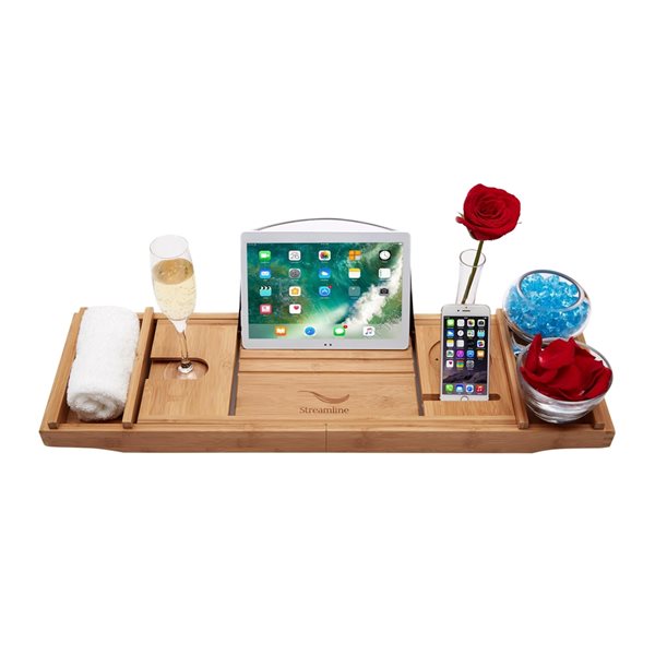 Streamline 63-in L x 28.3-in W White Acrylic Oval Internal Drain Clawfoot Bathtub with Tub Tray Included