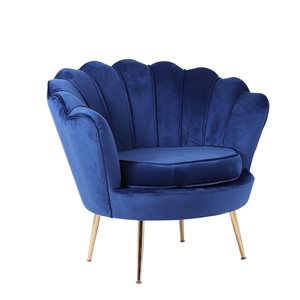 Plata Import Reyna Modern Blue Velvet Accent Chair
