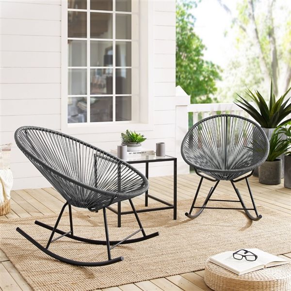 Plata Import Grey Rocking Acapulco Chair