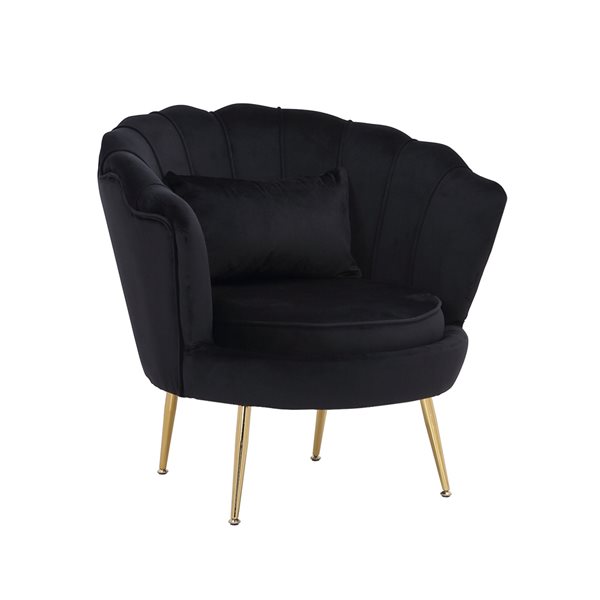 Plata Import Reyna Modern Black Velvet Accent Chair