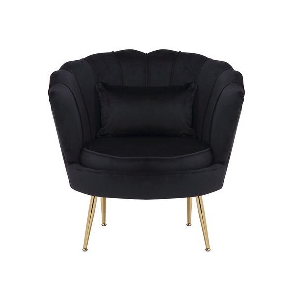 Plata Import Reyna Modern Black Velvet Accent Chair