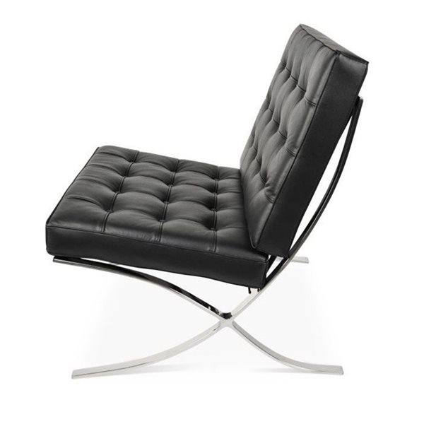 Plata Import Barcelona Modern Black Faux Leather Accent Chair