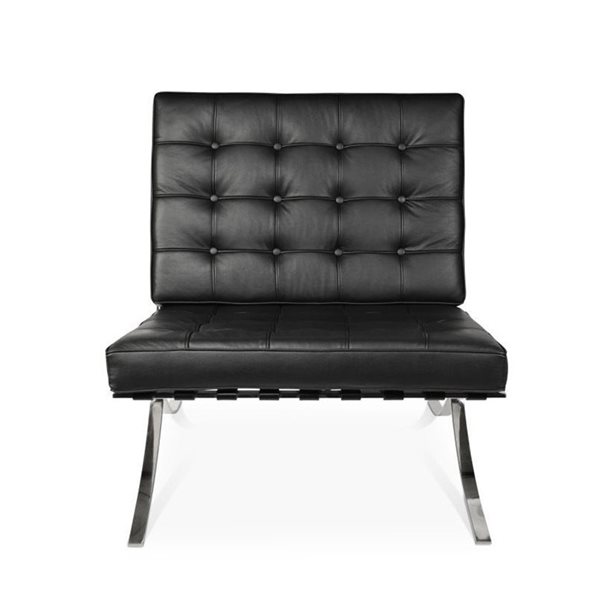 Plata Import Barcelona Modern Black Faux Leather Accent Chair