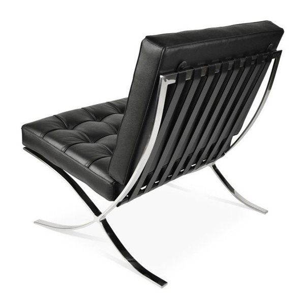 Plata Import Barcelona Modern Black Faux Leather Accent Chair