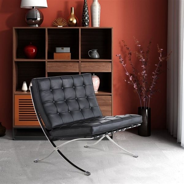 Dropship Sofa Chair.Black PU Leather Accent Arm Chair Mid Century