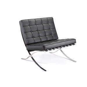 Plata Import Barcelona Modern Black Faux Leather Accent Chair