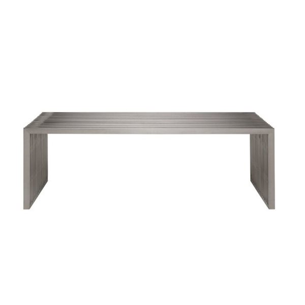 Image of Plata Import | Nove 55-In Modern Brushed Stainless Steel Bench | Rona