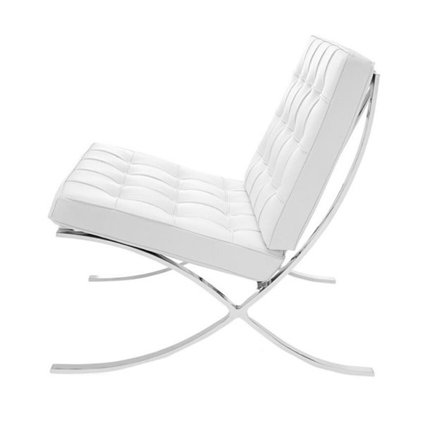 Plata Import Barcelona Modern White Faux Leather Accent Chair