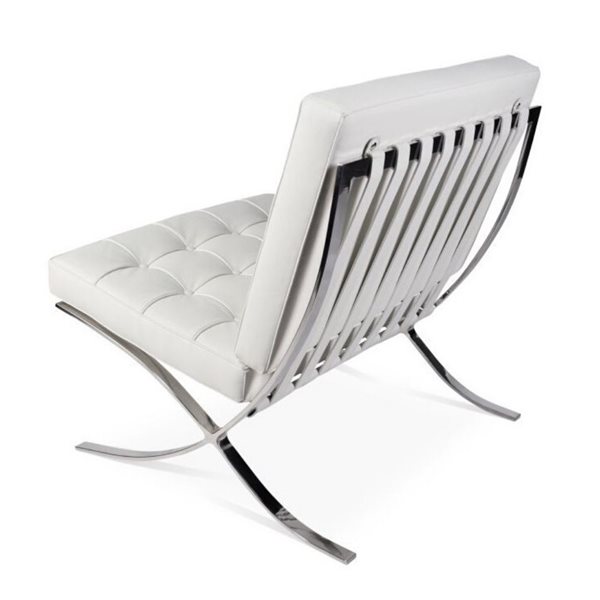 Plata Import Barcelona Modern White Faux Leather Accent Chair