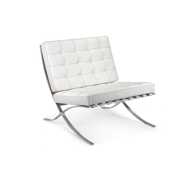 Image of Plata Import | Barcelona Modern White Faux Leather Accent Chair | Rona