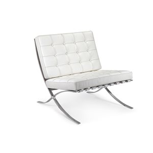 Plata Import Barcelona Modern White Faux Leather Accent Chair