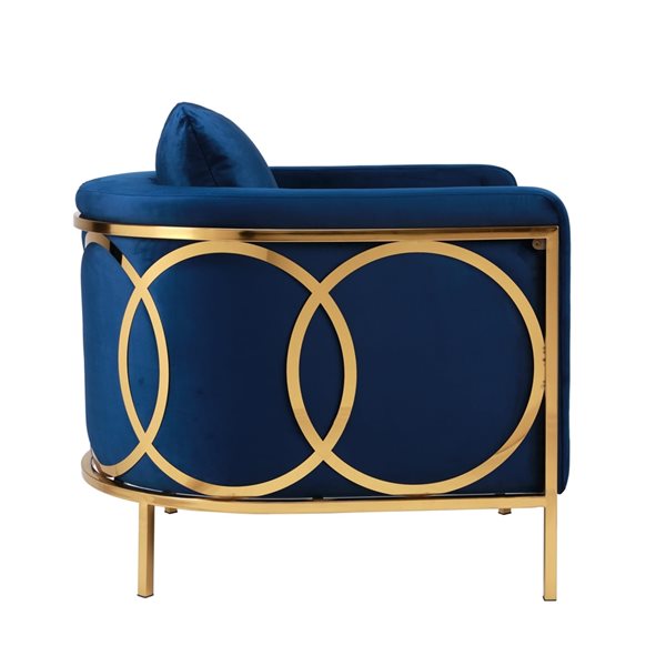 Plata Import Caro Modern Blue Velvet Accent Chair