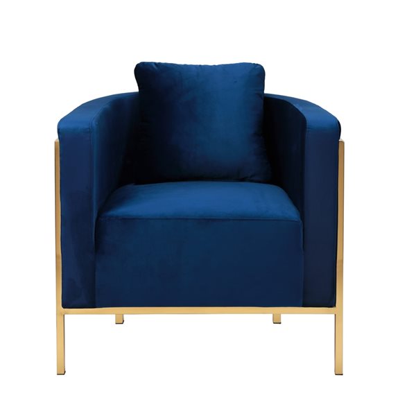 Plata Import Caro Modern Blue Velvet Accent Chair