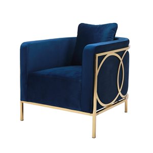 Plata Import Caro Modern Blue Velvet Accent Chair