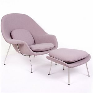 Plata Import Womb Modern Pink Accent Chair with Ottoman