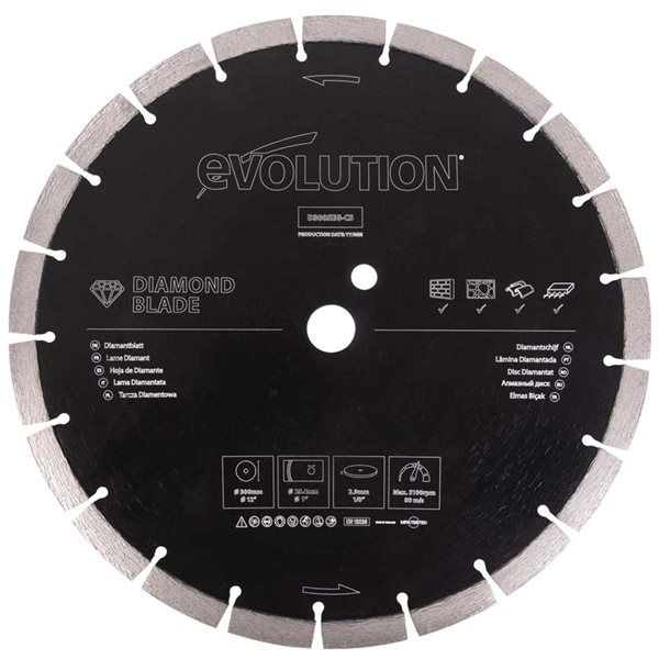 Lame diamantée segmentée de 12 po pour béton par Evolution avec arbre de 1 po