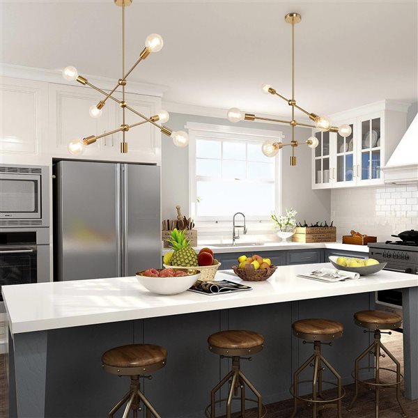 Uolfin 6-Light Gold Metal Modern/Contemporary Sputnik Chandelier