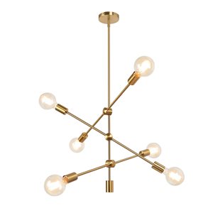 Uolfin 6-Light Gold Metal Modern/Contemporary Sputnik Chandelier