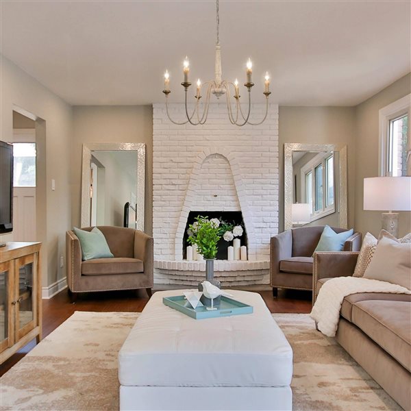 Uolfin 6-Light Antique White Wood French Country/Cottage Chandelier