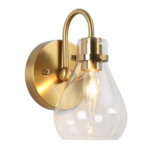 Uolfin 4.7-in W 1-Light Brass Gold with Clear Glass Vintage Cone Wall Sconce