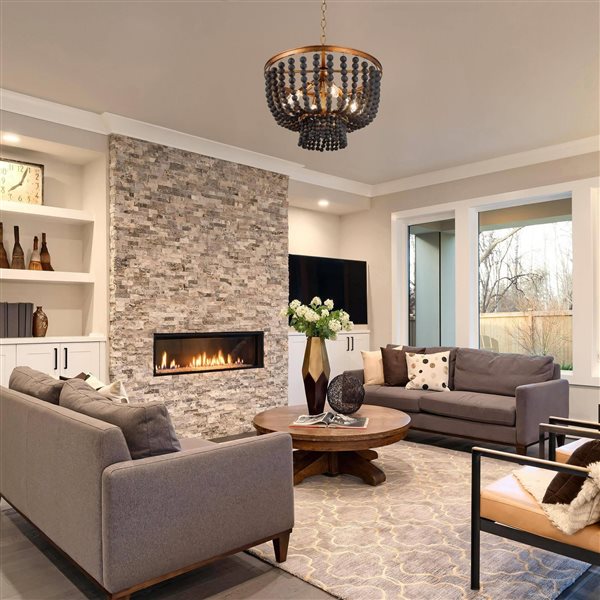 Uolfin 4-Light Black Bohemian/Global Beaded Drum Chandelier