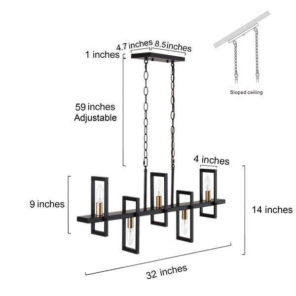 Uolfin 5-Light Black Modern/Contemporary Chandelier