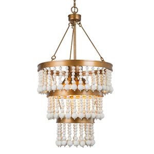 Uolfin 6-Light Antique Gold Bohemian/Global Beaded Chandelier