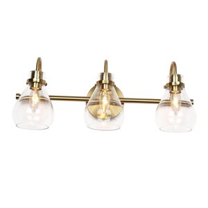 Uolfin 3-Light Brass with Clear Glass Vintage Vanity Light