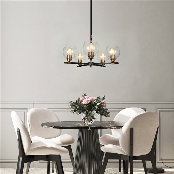 Uolfin 5-Light Black and Brass Modern/Contemporary Chandelier