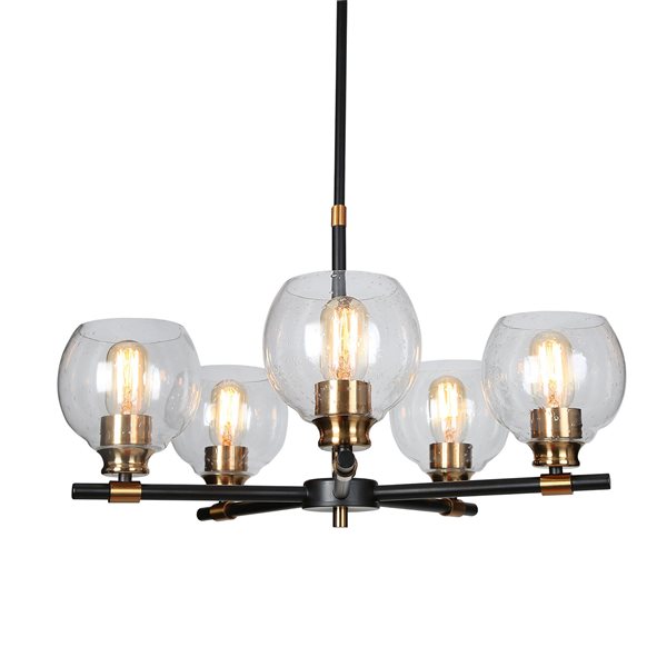 Uolfin 5-Light Black and Brass Modern/Contemporary Chandelier