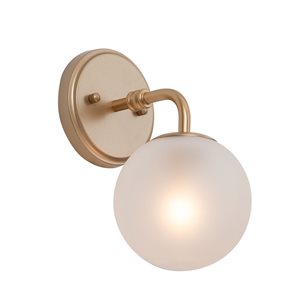 Uolfin 5.5-in W 1-Light Matte Gold with Opal Frosted Glass Modern/Contemporary Globe Wall Sconce