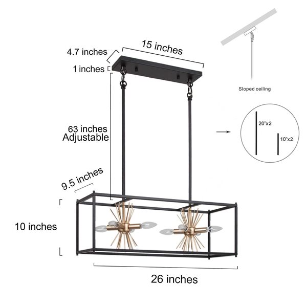 Uolfin 8-Light Black/Gold Modern/Contemporary Cage Chandelier