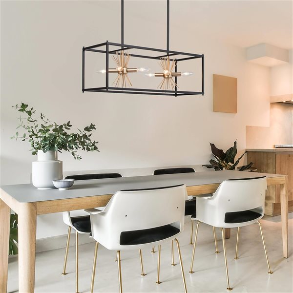 Uolfin 8-Light Black/Gold Modern/Contemporary Cage Chandelier