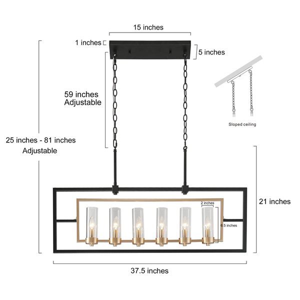 Uolfin 6-Light Matte Black/Gold Modern/Contemporary Chandelier