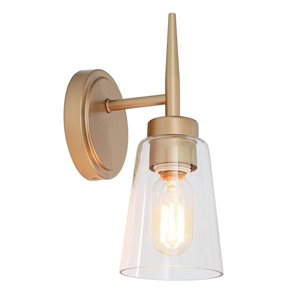 Uolfin 4.7-in W 1-Light Matte Gold with Clear Glass Modern/Contemporary Cylinder Wall Sconce