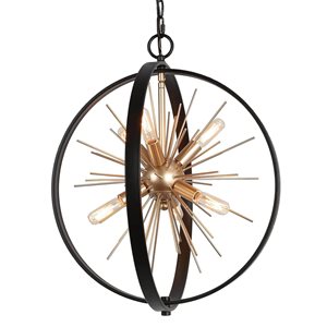 Uolfin 6-Light Black/Gold Modern/Contemporary Globe Cage Chandelier